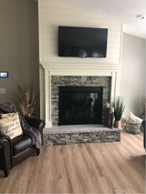 Shiplap Fireplace Wall Accented - Stacked Stone Style