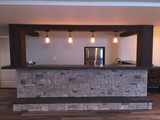 Incredible Basement Bar Design with Beams