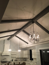 Hanging Chandeliers on Kitchen Beams