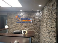 Office Makeover with Stacked Stone Panels Office Makeover with Stacked Stone Panels