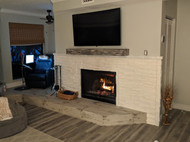 Faux White Stone Fireplace Fits a Beachy Decor Faux White Stone Fireplace Fits a Beachy Decor