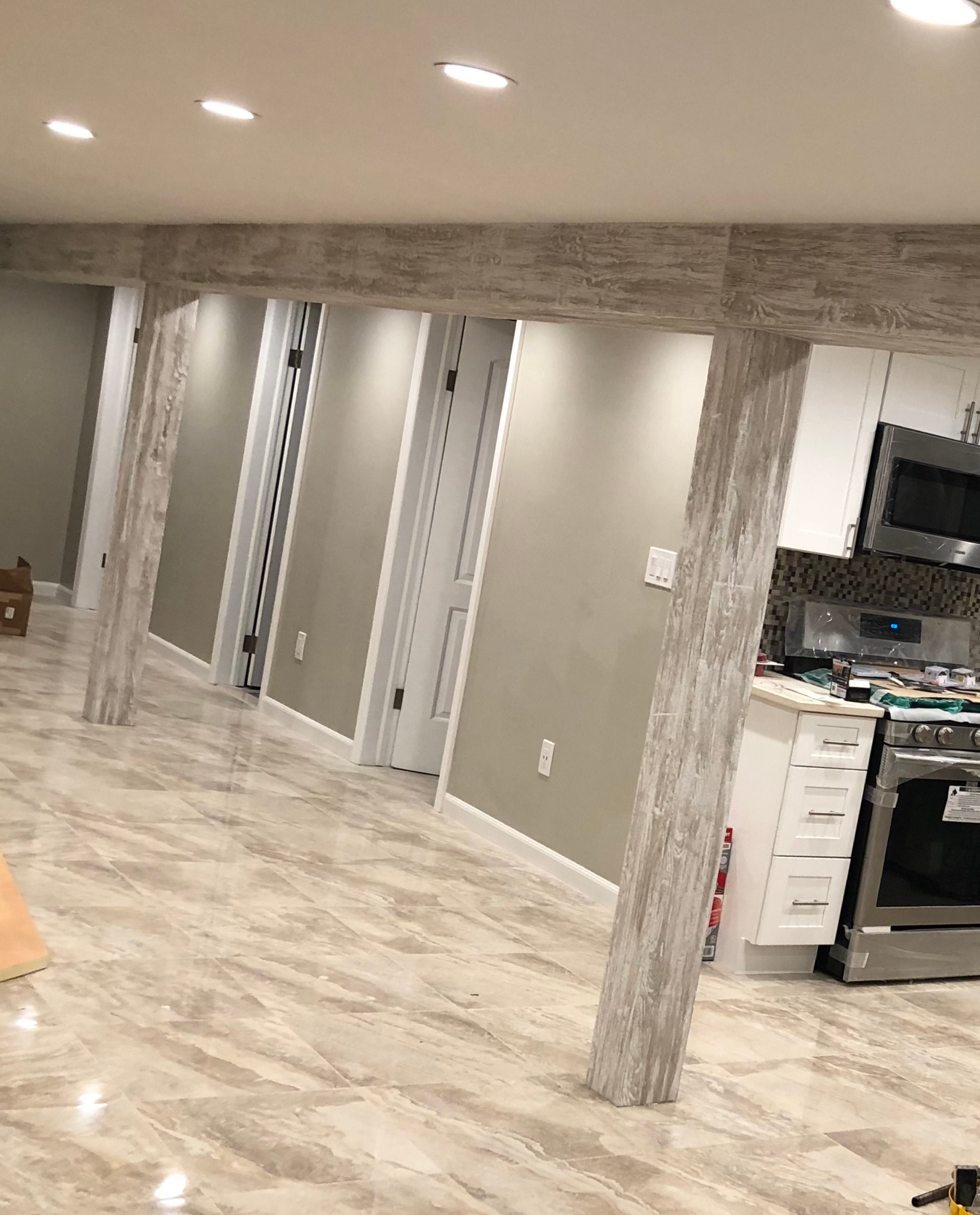 Basement Support Columns Covered in Driftwood Barron Designs