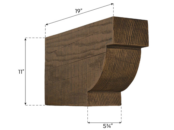 Coarse Sawn Faux Wood Traditional Corbel - 5.75"x11"x19" - Crown Dimensions-thumb