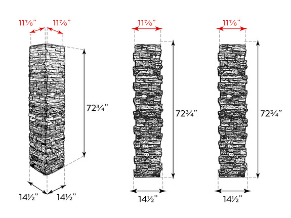 Dimensions of Colorado Dry Stack Stone Column Wrap - Medium/Tall-thumb