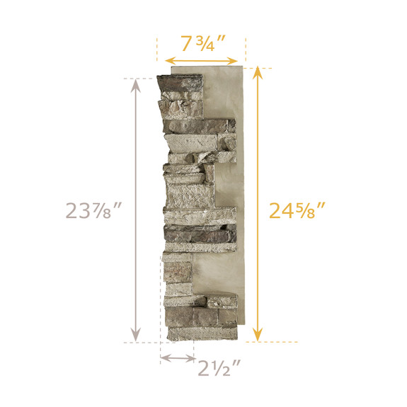Colorado Dry Stack Faux Stone Left Endcap dimensions-thumb