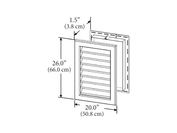 Line drawing of NovikVent Rectangular 18"x24" showing the dimensions of the vent.-thumb