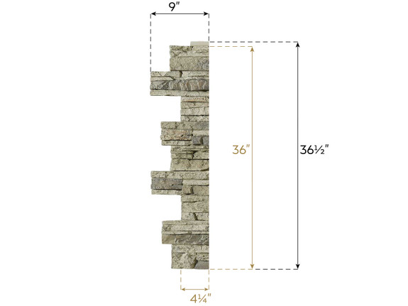 Line drawing of Colorado Dry Stack Endcap - Tall-thumb
