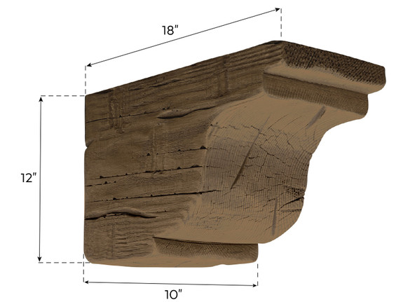 Dimension of Hand Hewn Faux Large Wooden Corbels-thumb