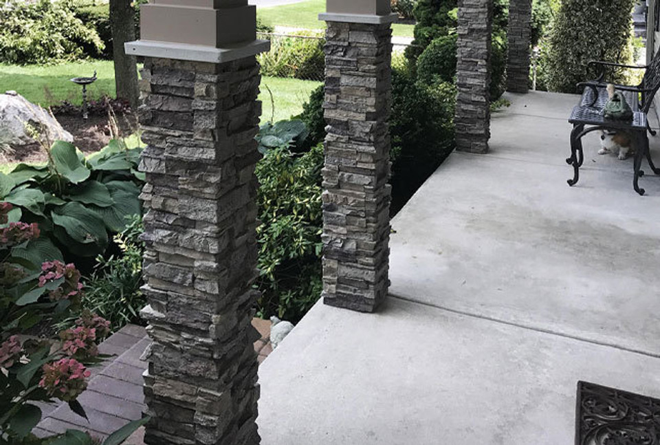 Faux Stone Column Wraps Give Existing Posts Added Style