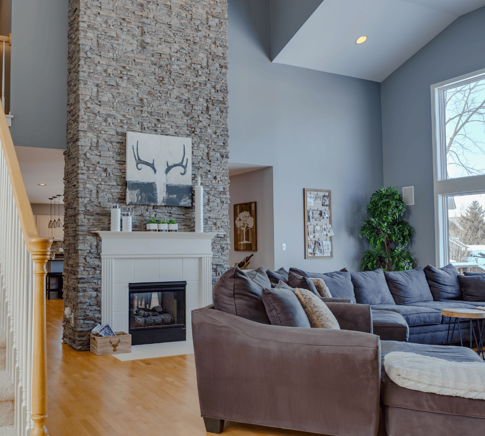 Colorado dry stack in faux fireplace surround