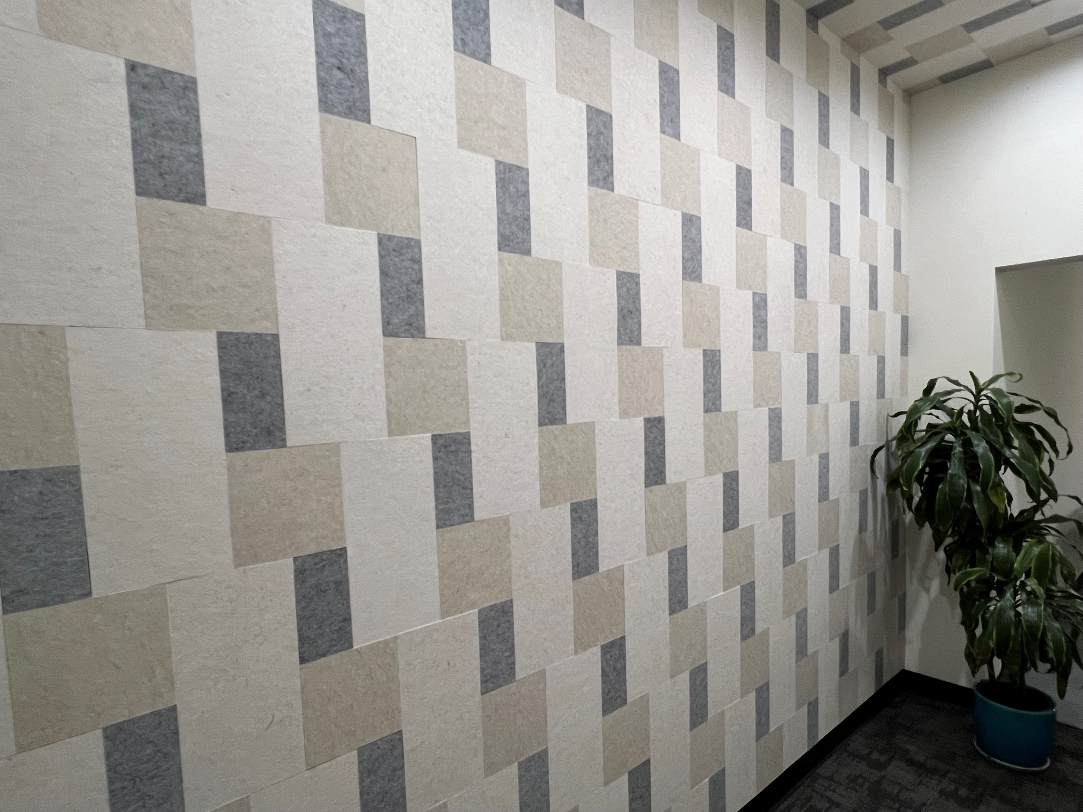 fsorb acoustic paneling. Felt wall panels for sound control. fsorb panels sene in living room accent wall  at barron designs
