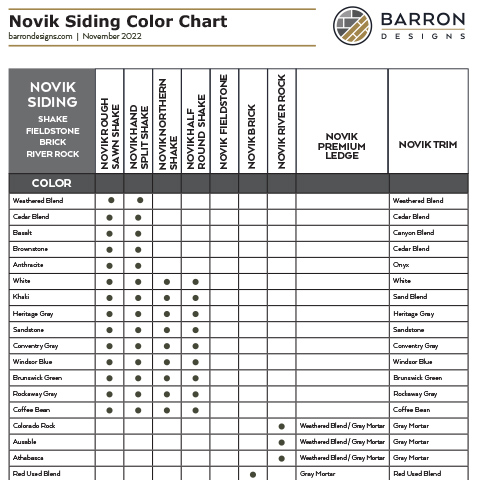 Novik Siding Color Chart