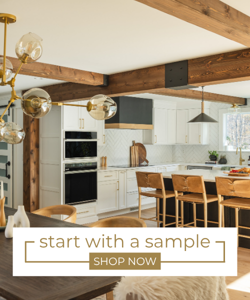 start with samples to see wood beams and wall panels in your space.