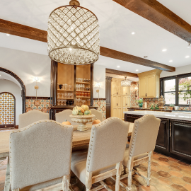 wood beams in kitchen