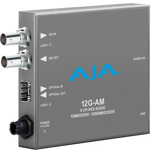 AJA 12G-SDI 8-Channel AES Audio Embedder/Disembedder with Fiber Options