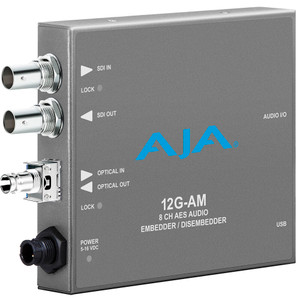 AJA 12G-SDI 8-Channel AES Audio Embedder/Disembedder with Single ST Fiber Receiver