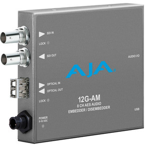 AJA 12G-SDI 8-Channel AES Audio Embedder/Disembedder with Single LC Fiber Transceiver