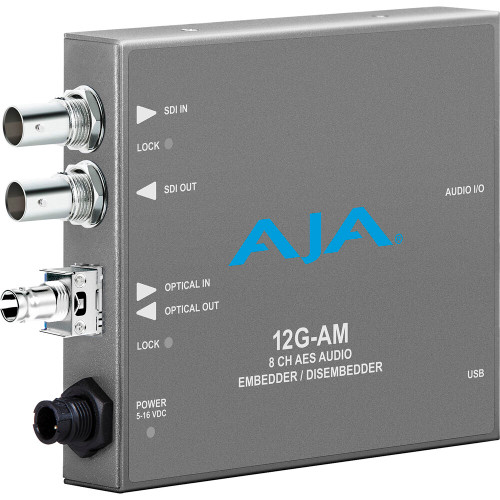 AJA 12G-SDI 8-Channel AES Audio Embedder/Disembedder with Single ST Fiber Transmitter
