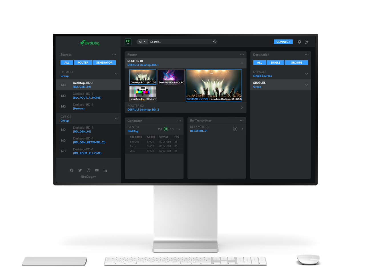 BirdDog CENTRAL — the software layer that discovers and controls every NDI source and destination on the network from one place