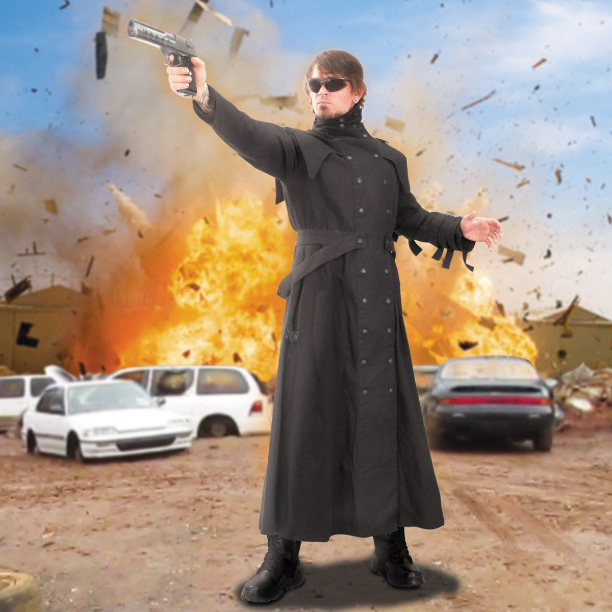 Anime Man In Trenchcoat Anime Black Denim Duster