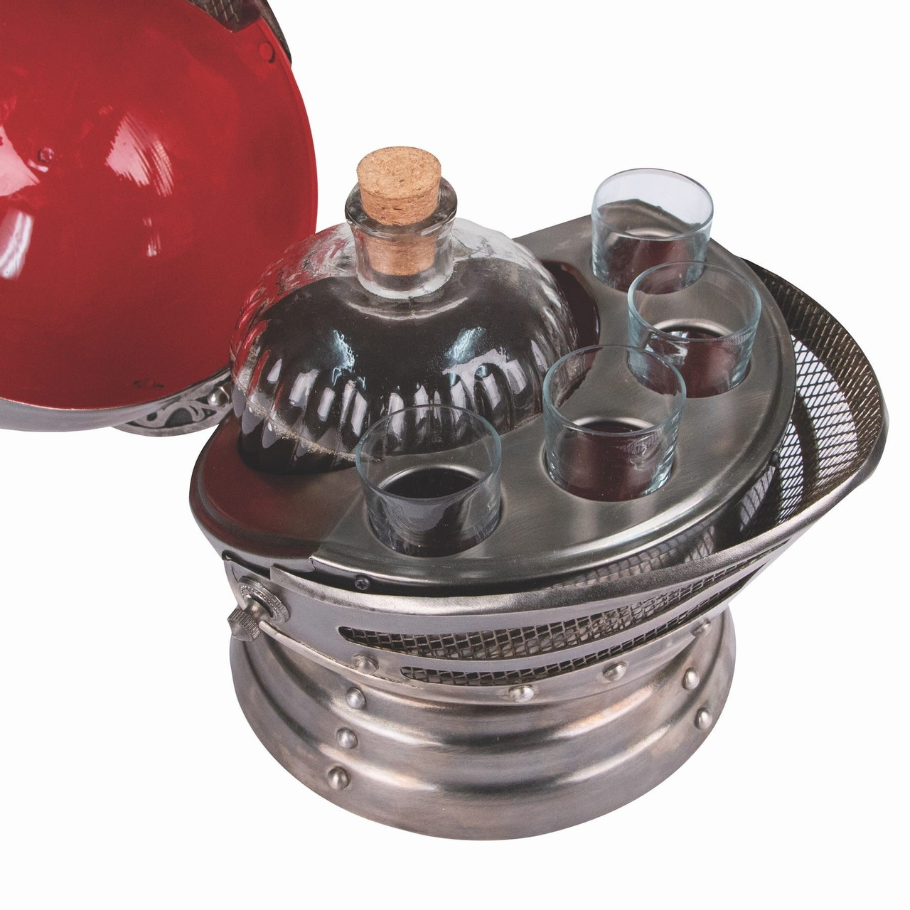 Knightly Helm Decanter Set open close up