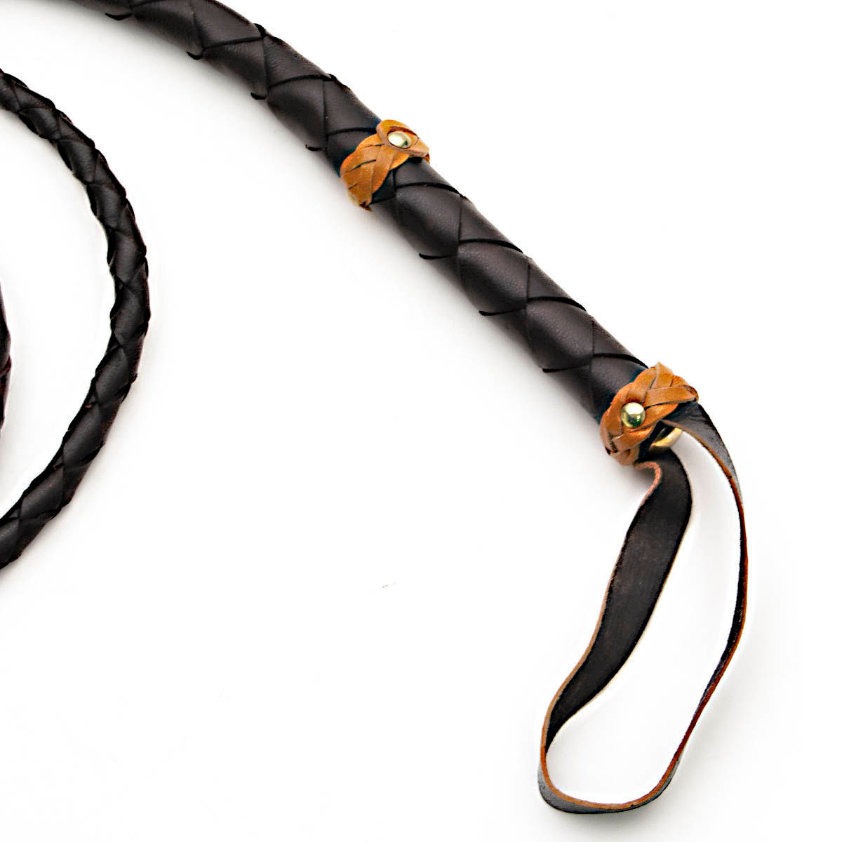 Stiff Braided Handle on 6 foot long Handmade Full Grain Leather Adventurer's Bullwhip