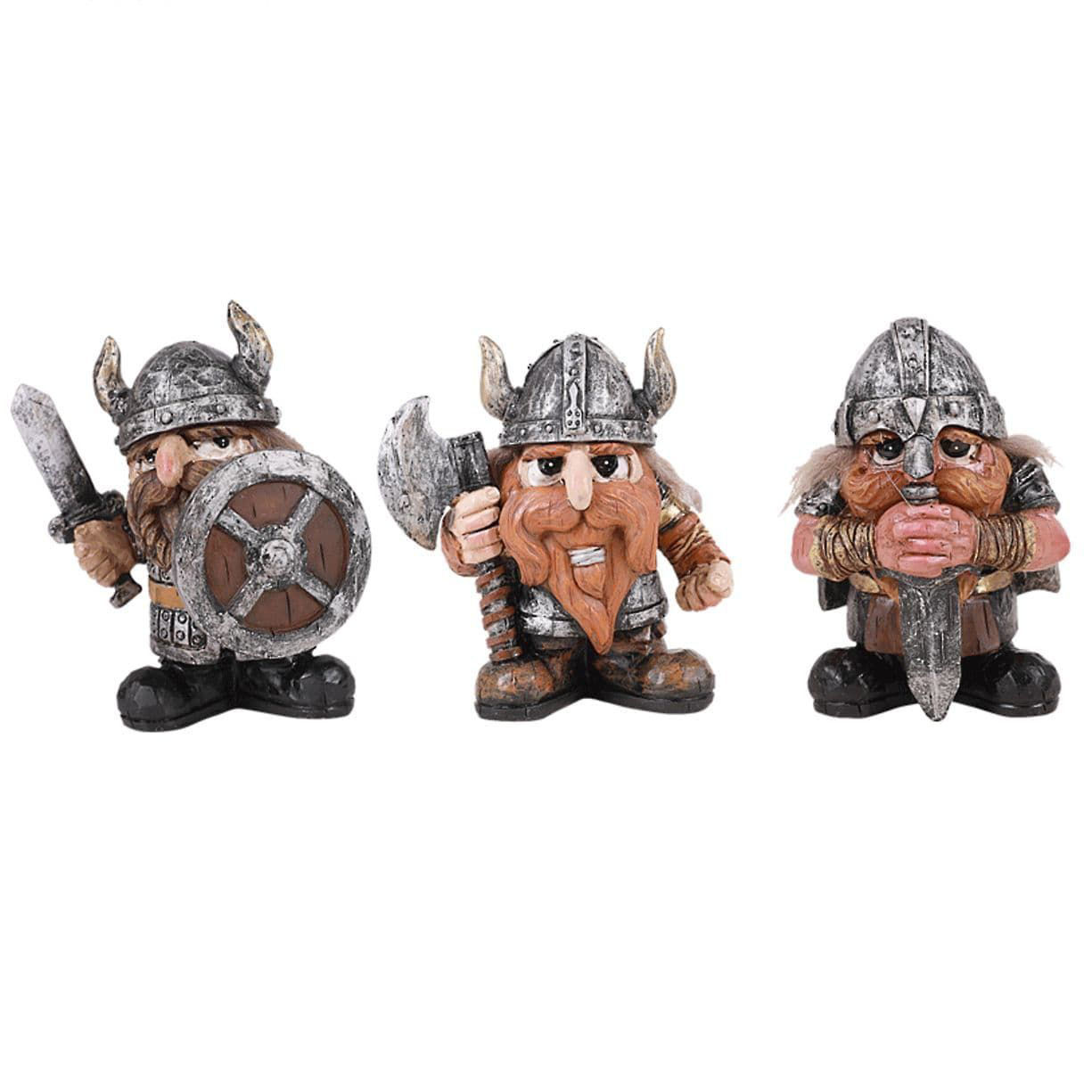 Set of 3 Mini Viking Warrior Statues - MuseumReplicas.com