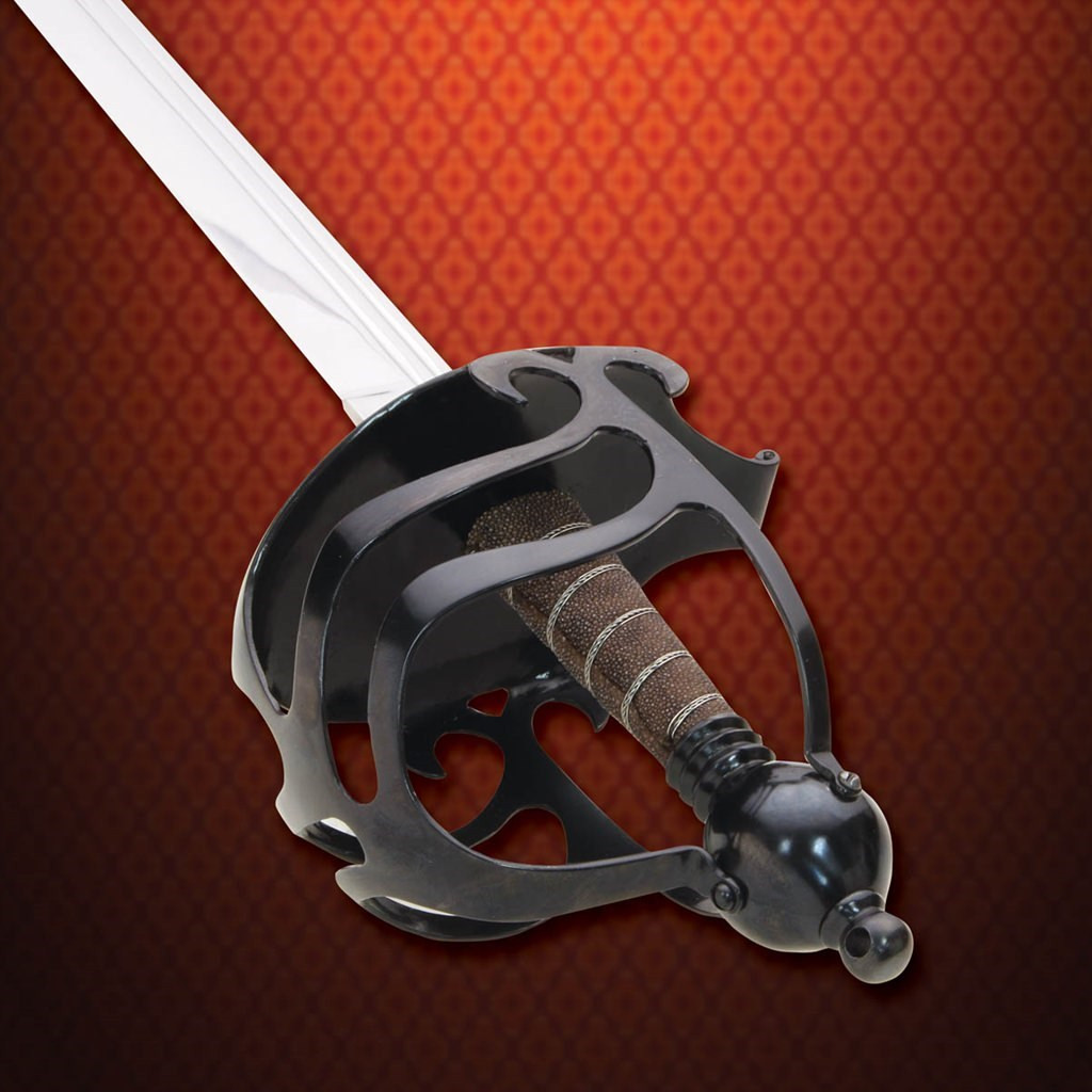 Mortuary Half Basket Hilt Sword - Ray Skin & Wire Wrapped Hilt