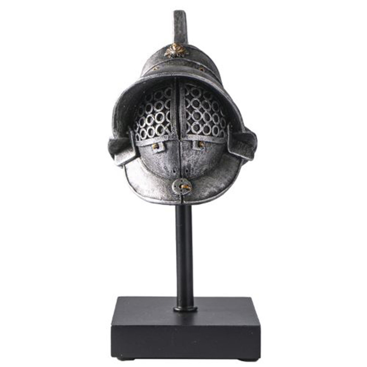 cold-cast resin Murmillo Gladiator Miniature Helmet has all details including rivets and latches, includes black display stand