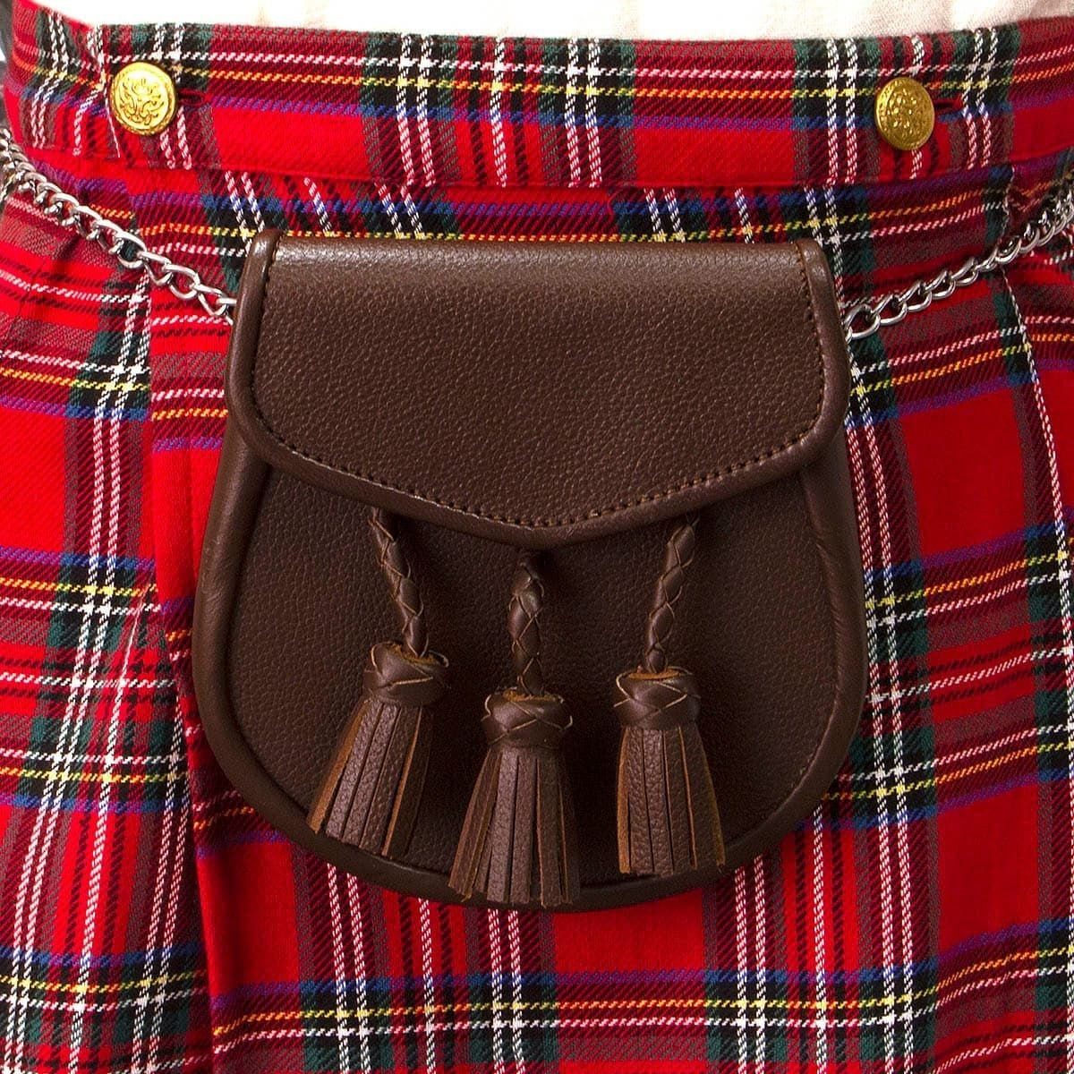 Brown Sporran w/ Braided Tassels 