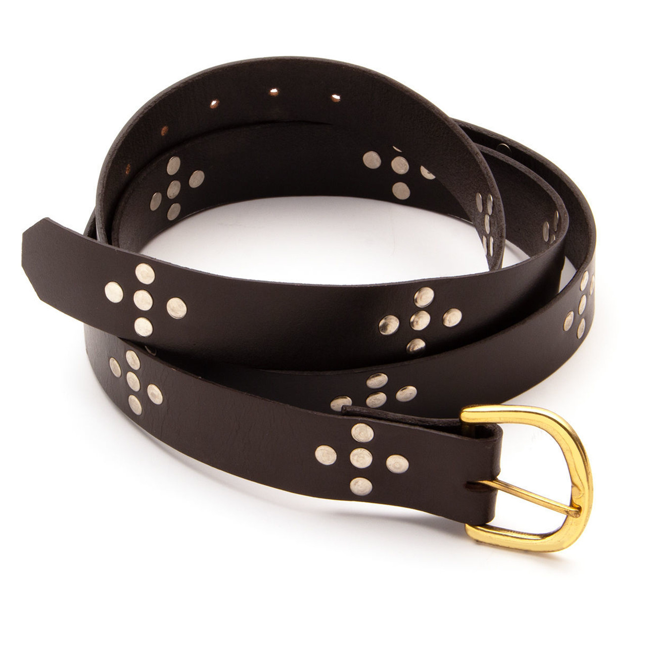 Leather Medieval Long Belt with Nickel studs – Museum Replicas