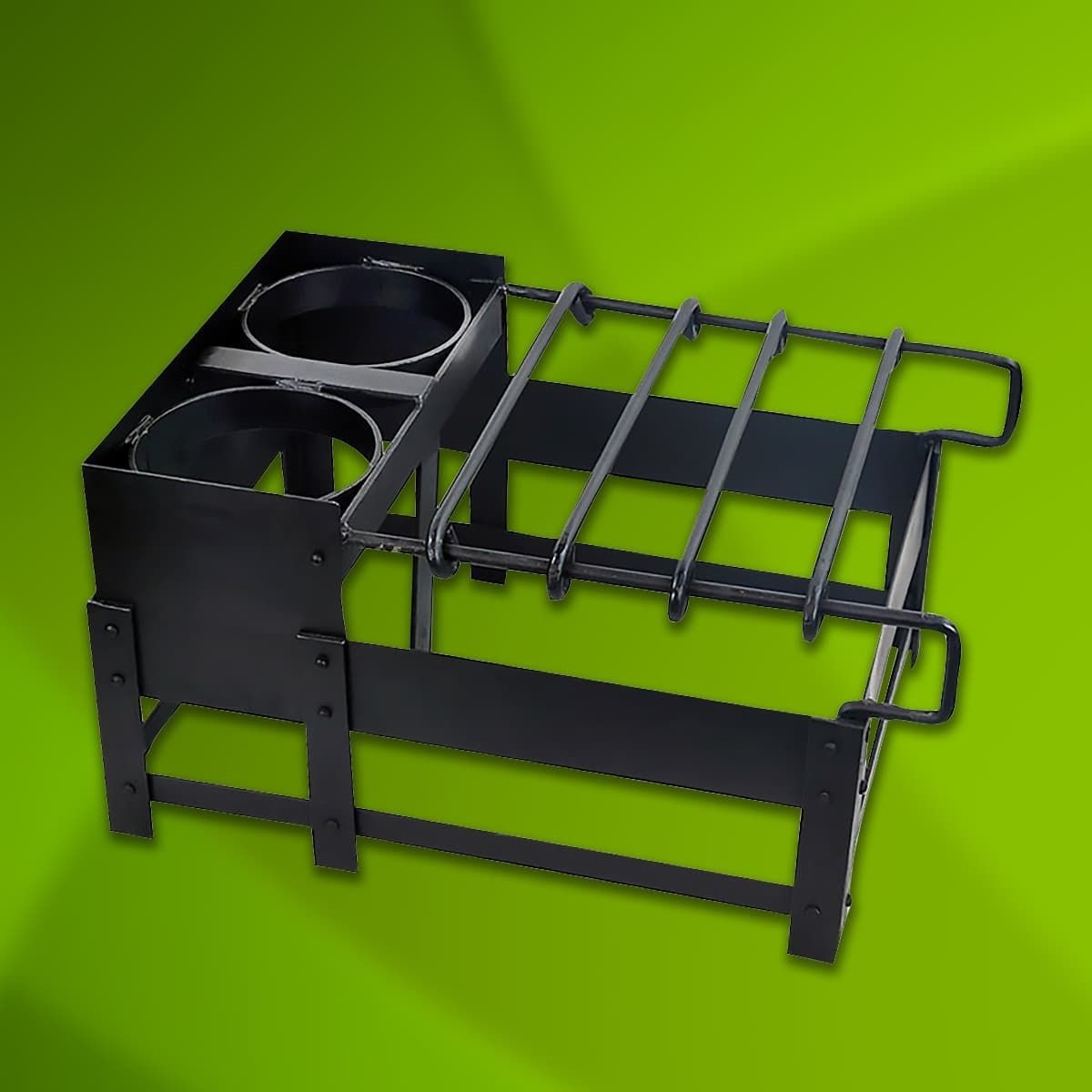 Hand Forged Iron Replica Roman Camping Stove with burners and sliding grill