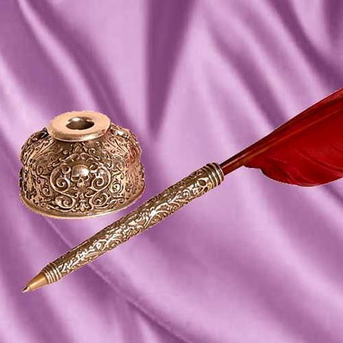 Captain's Quill Pen & Ink Pot