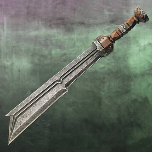 he Hobbit: An Unexpected Journey Sword of Fili Prop Replica has a stainless steel blade and solid metal and hard acrylic hilt