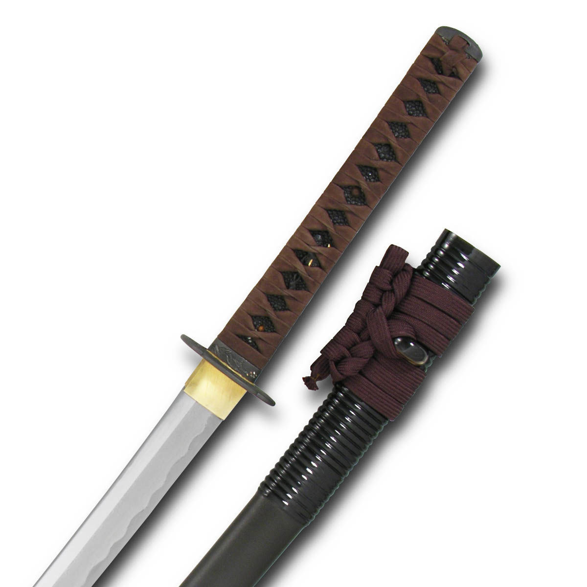 Tori Elite Katana and black-lacquered saya with rattan wrapped around the mouth