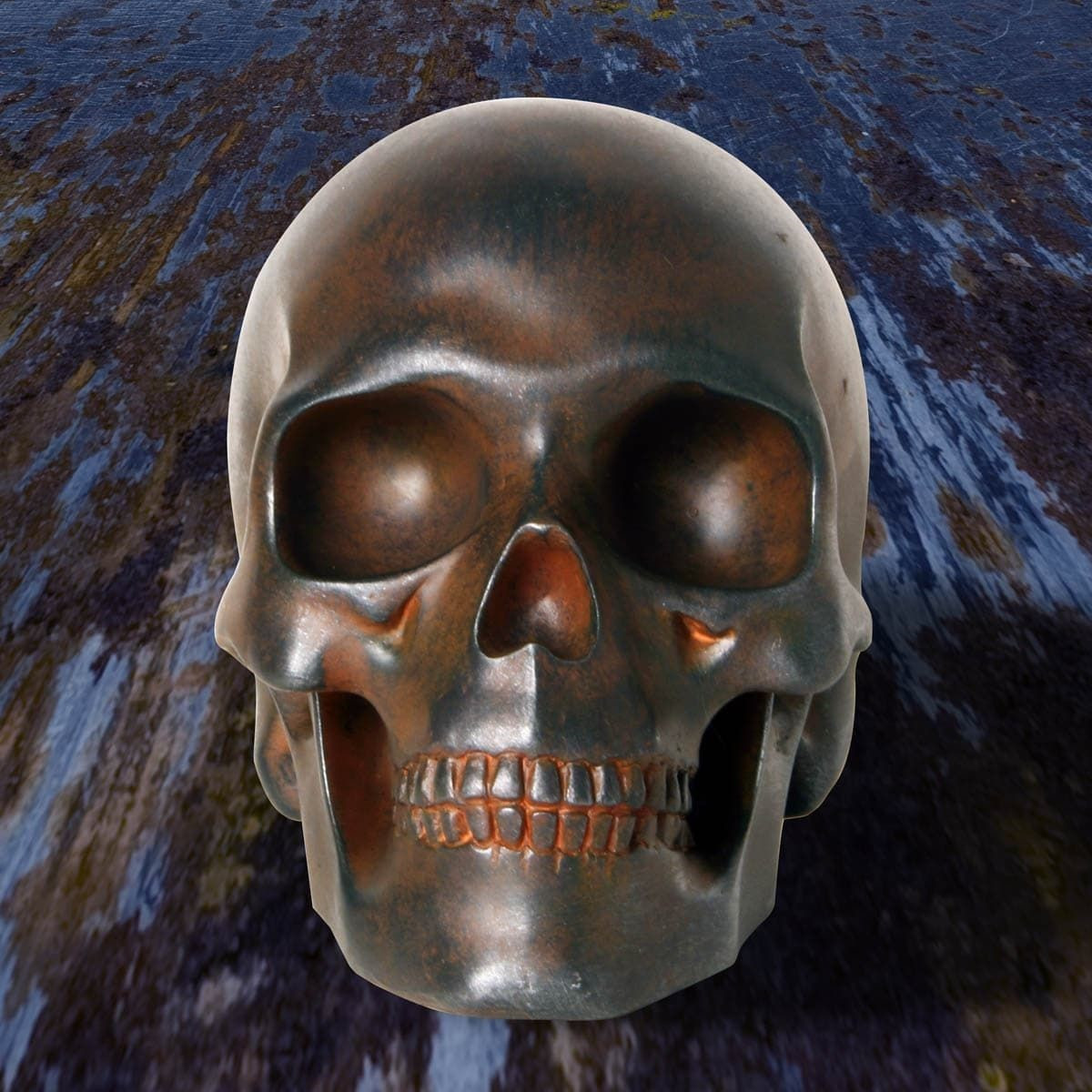 Iron Skull in Metalized Resin - front view