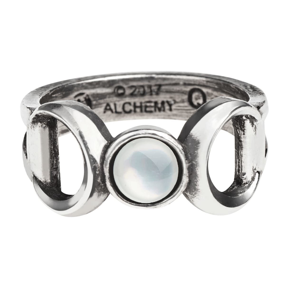 Alchemy Pewter Triple Goddess Ring with Mother of Pearl Full Moon Alchemy Pewter Triple Goddess Ring with Mother of Pearl Full Moon