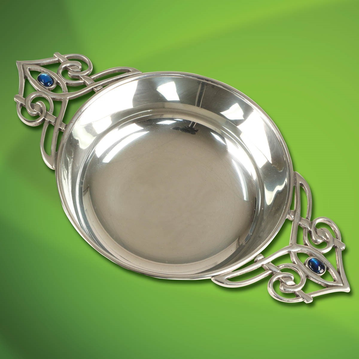 Quaich Pewter Bowl with Celtic Blue Stones