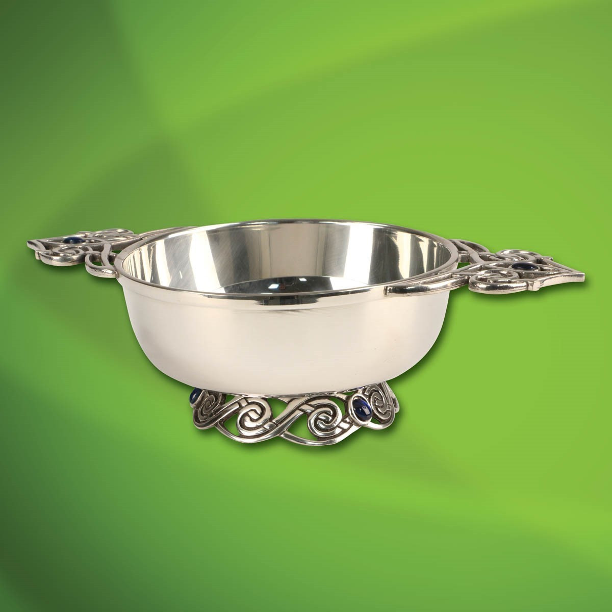 Quaich Pewter Bowl with Celtic Blue Stones