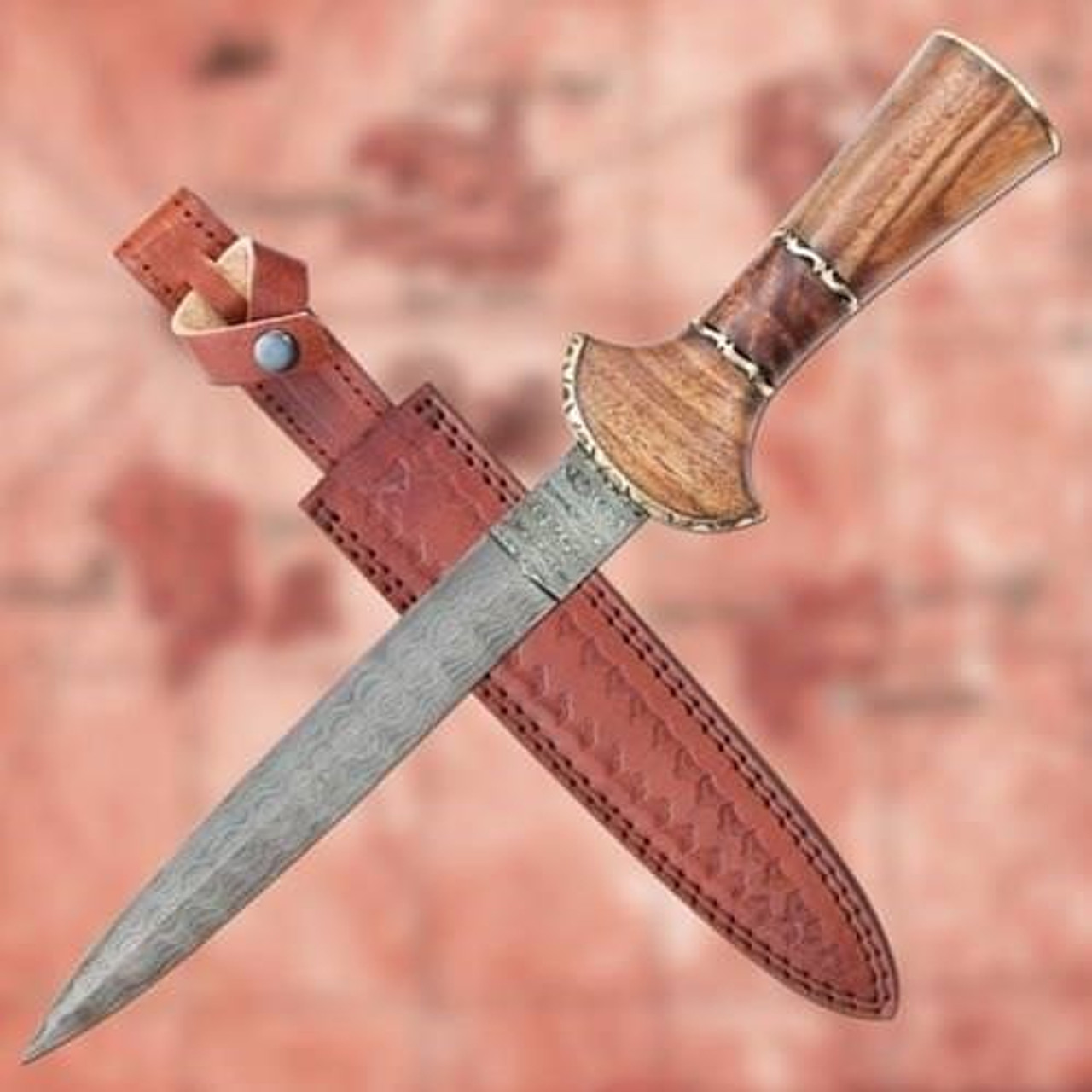 Damascus Baselard Dagger with Sheath