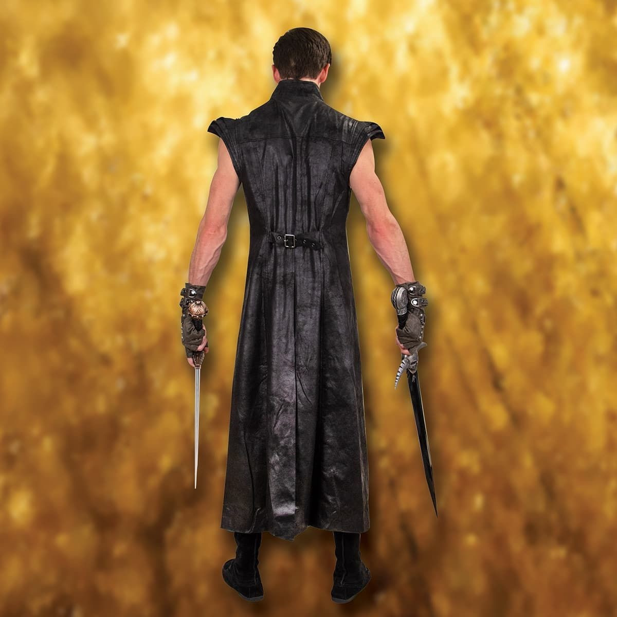 Back of Warlock Long Black Vest
