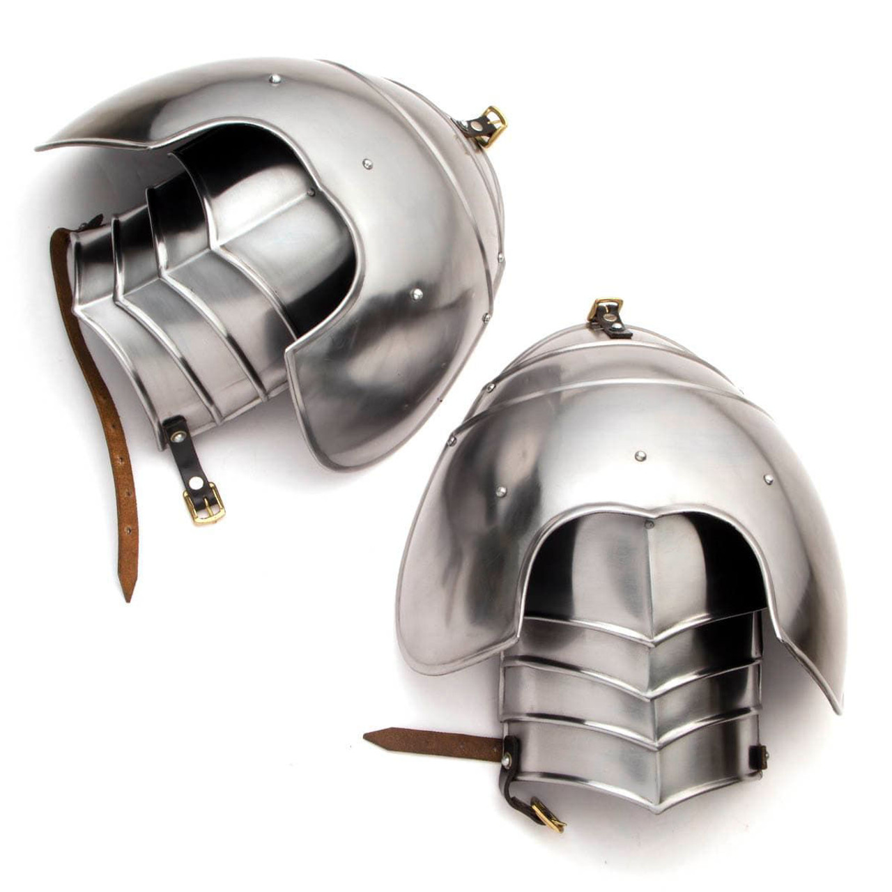 18 gauge steel Knight's Pauldrons with articulated arm extensions from Noble Armoury