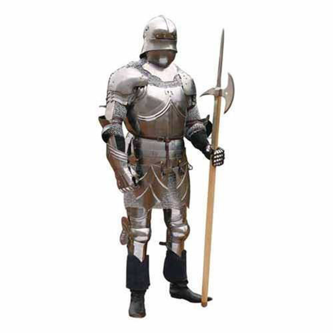 Pole Axe shown with armored knight