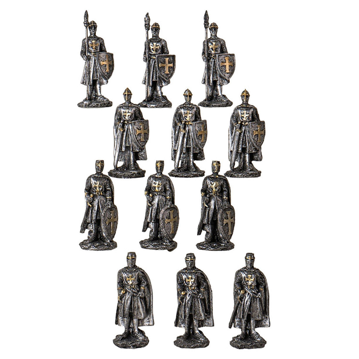 set of 12 miniature hand-painted resin knights come with a castle