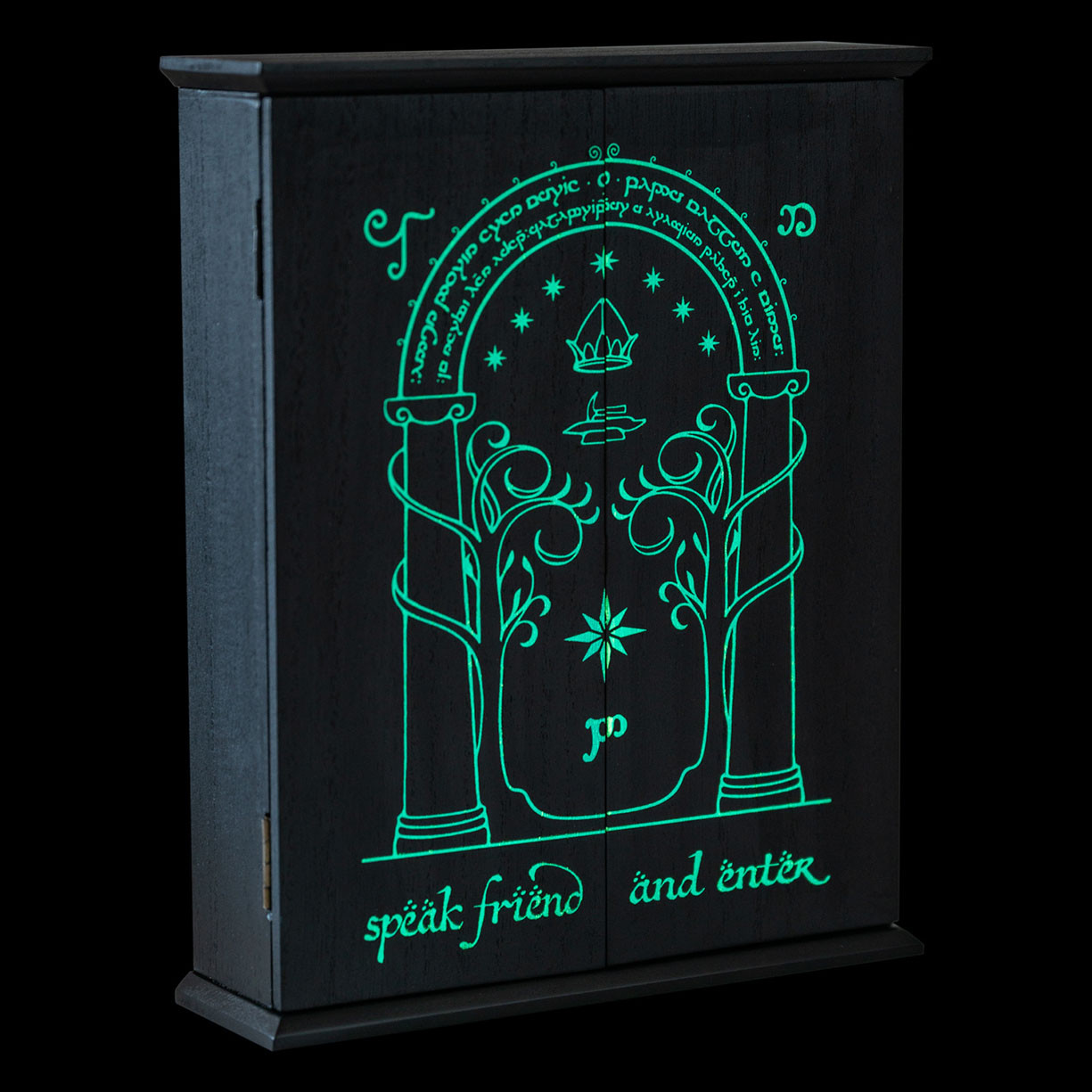 LOTR Licensed Doors of Durin Luminous Key Holder hangs on wall