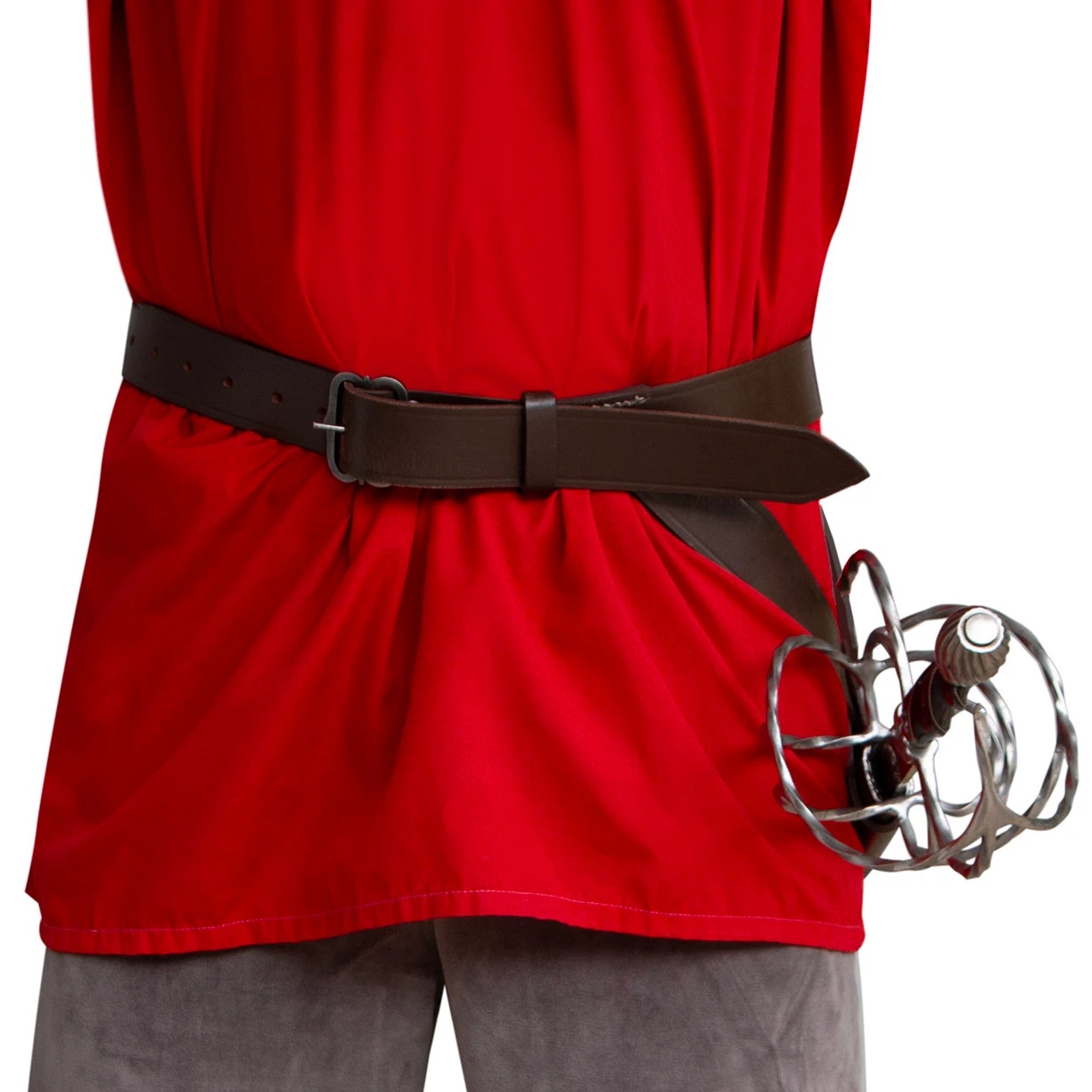 heavy duty belt for Rapiers and Sword Rapiers is dark brown leather with two loops to secure to the scabbard