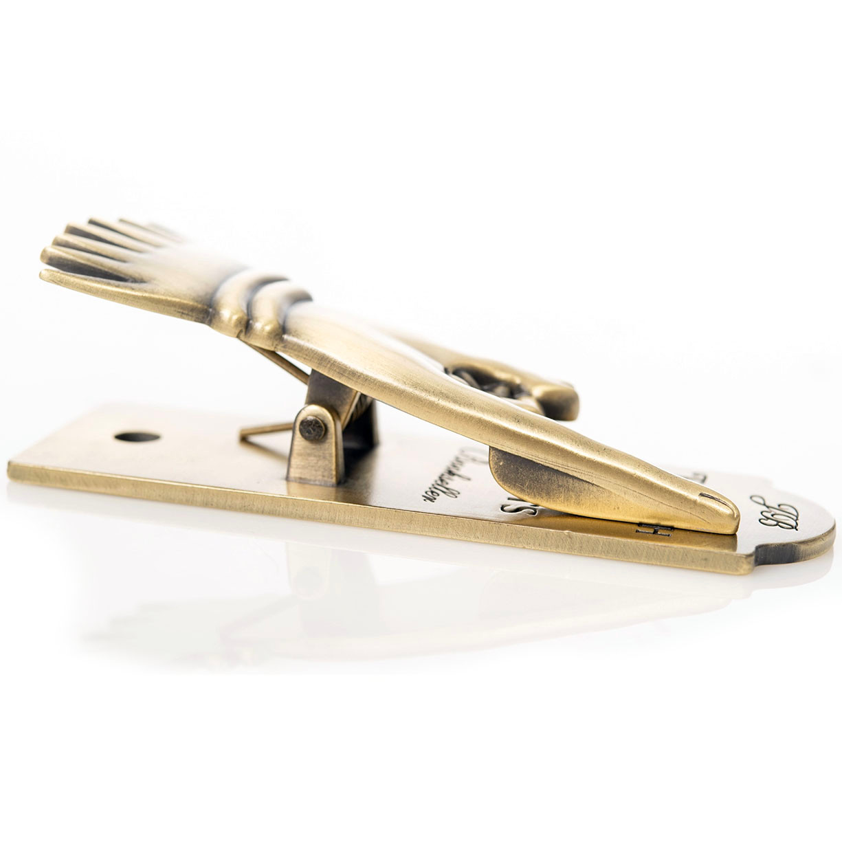 Flourish and Blotts Vintage Page Holder has tension spring clip to hold journals open and keep papers and pages in place