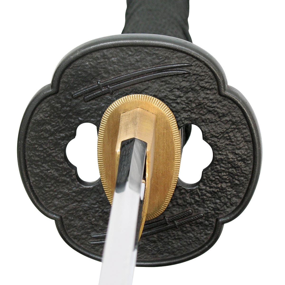 Shikoto Hammer-Forged Longquan Master Nodachi has solid iron tsuba and handle fittings