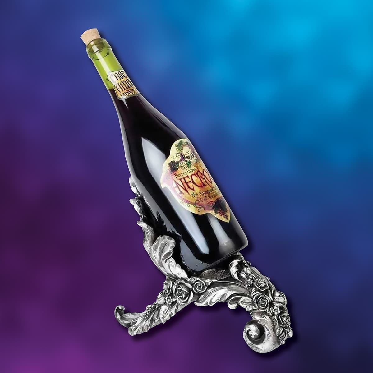 Antique Rose Wine Holder from Shades of Alchemy collection with bottle