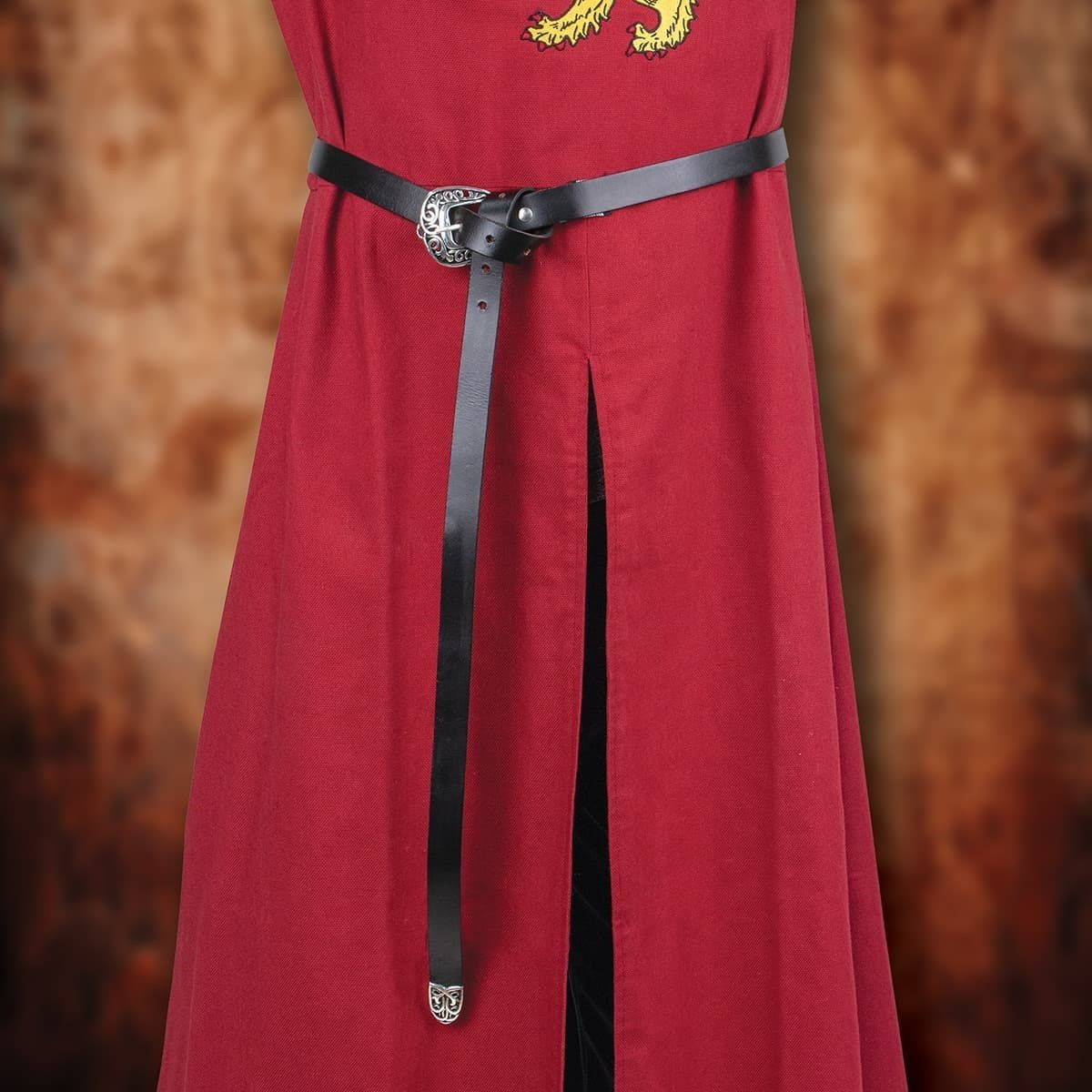 Feudal Long Thin Black Leather Belt - Museum Replicas